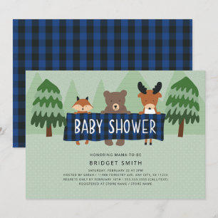 Woodland Animals neutral gender baby shower Invitation
