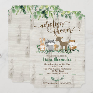 Woodland Animals New Baby Adoption Die Cut Invitation
