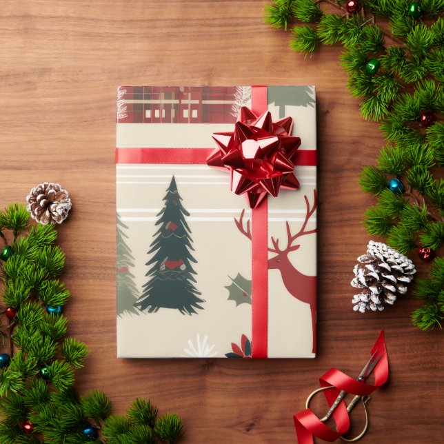 Woodland animals nordic ski Christmas pattern Wrapping Paper (Holiday Gift)