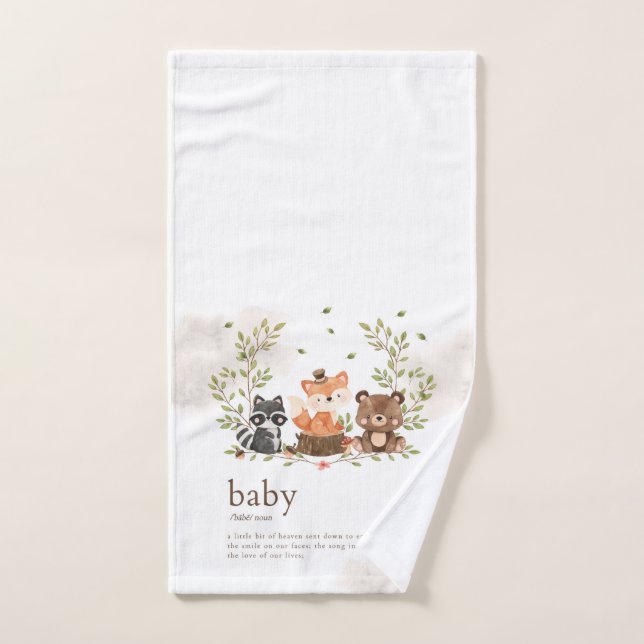 Woodland Animals Nursery Baby Meaning Hand Towel (Hand Towel)