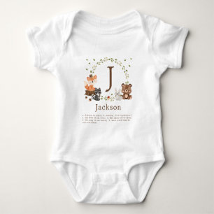 Woodland Animals Nursery Custom Monogram Baby Bodysuit