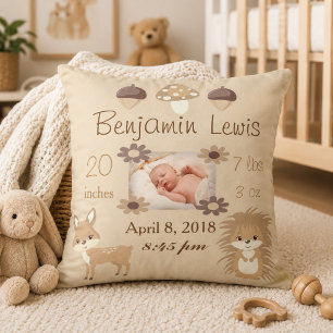 Woodland Animals Nursery Photo Baby Keepsake Cushion