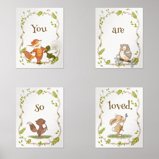 Woodland Animals Nursery Print Set (Front)