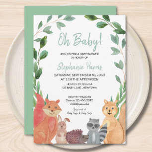 Woodland Animals Oh Baby Baby Shower  Invitation