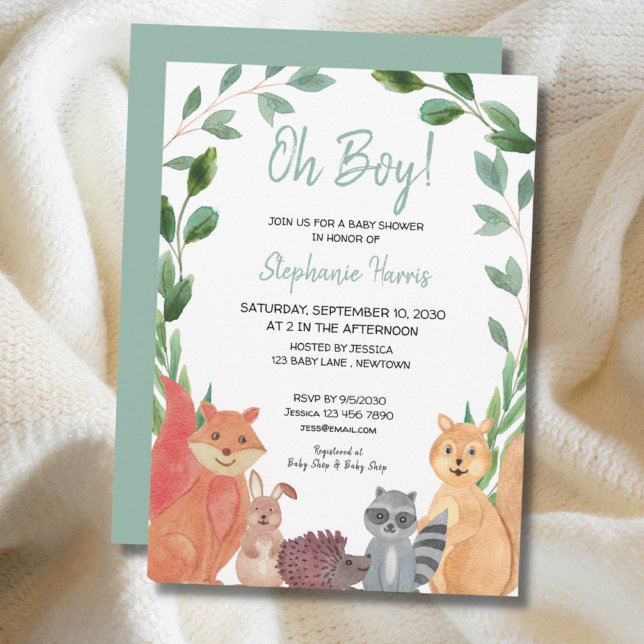 Woodland Animals Oh Boy Baby Shower  Invitation (Creator Uploaded)