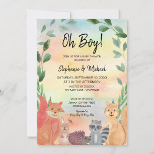 Woodland Animals Oh Boy Couples Baby Shower Invitation