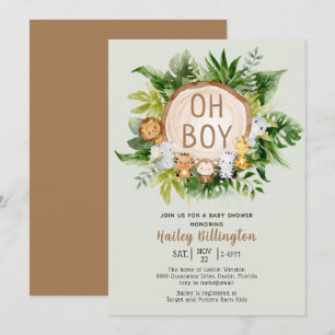 Woodland Animals Oh Boy Forest Baby Shower Invitation