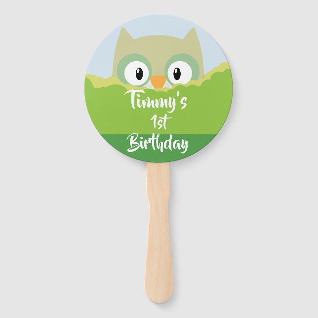Woodland Animals Owl Hand Fan (Front)
