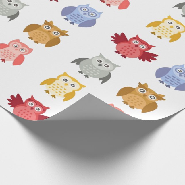 Woodland Animals Owls Cute Modern Wrapping Paper (Corner)