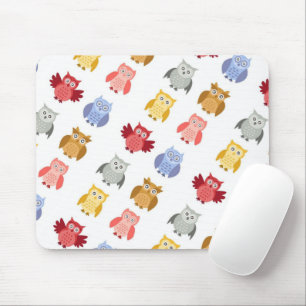 Woodland Animals Owls in a Row Cute Modern Mouse Mat