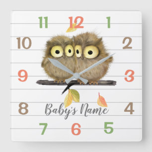 Woodland Animals Owls Nursery Decor Wall Clock