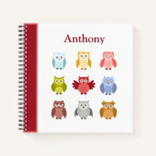 Woodland Animals Owls Your Name Spiral Notebook