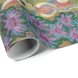 woodland animals painting wrapping paper
