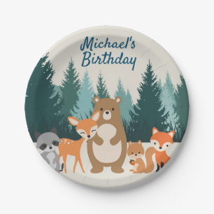 Woodland animals paper party plates