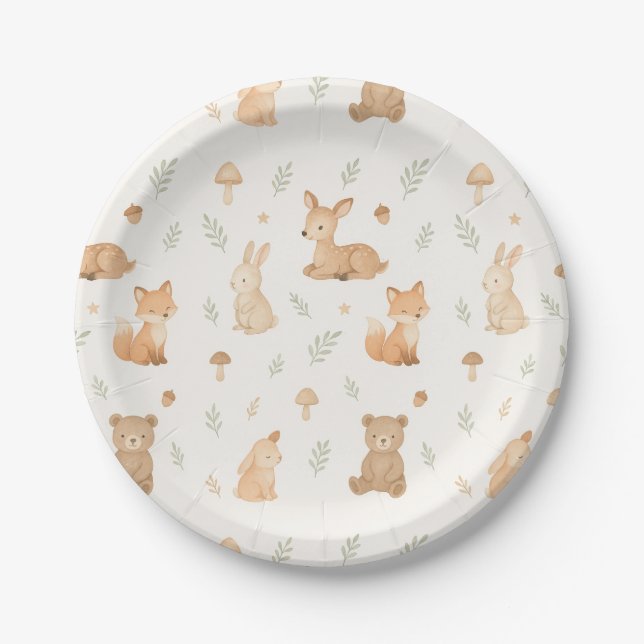 Woodland Animals Paper Plates – Cute Forest Theme (Front)