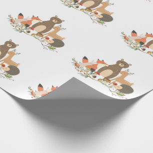 Woodland animals pattern wrapping paper