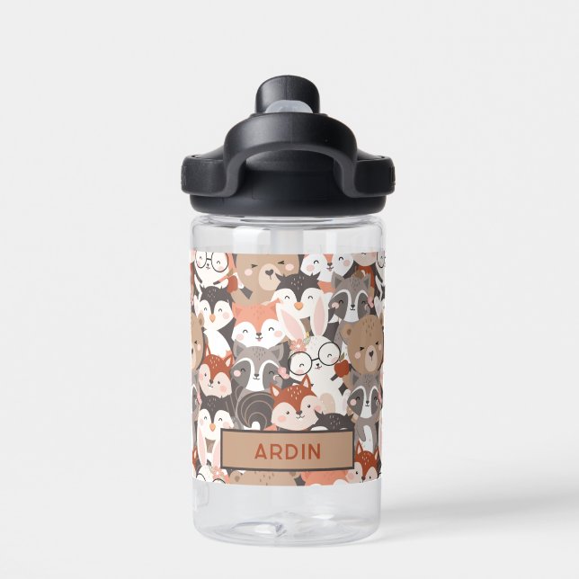 Woodland Animals Personalised Kids Water Bottle (Back)