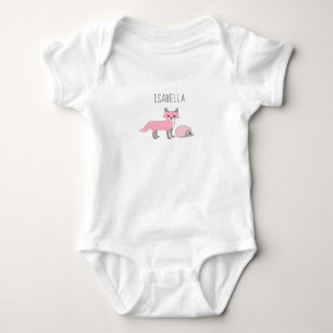 Woodland Animals personalised pink fox hedgehog Baby Bodysuit