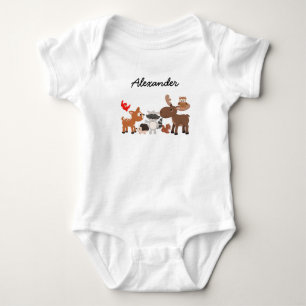 Woodland Animals personalised snap undershirt Baby Bodysuit