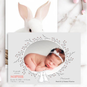 Woodland Animals Photo Birth Announcement