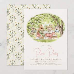 Woodland Animals Picnic Birthday Invitation
