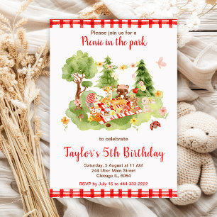 Woodland Animals Picnic Birthday Party Invitation