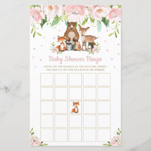 Woodland Animals Pin Floral Baby Shower Bingo Game