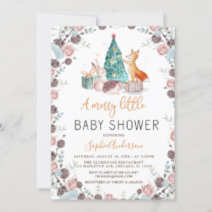 Woodland Animals Pine tree Christmas Baby Shower Invitation