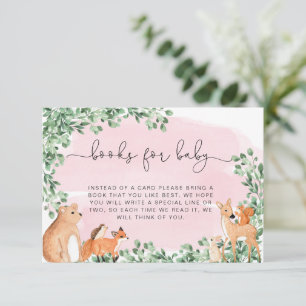 Woodland Animals Pink Books Request Insert Card