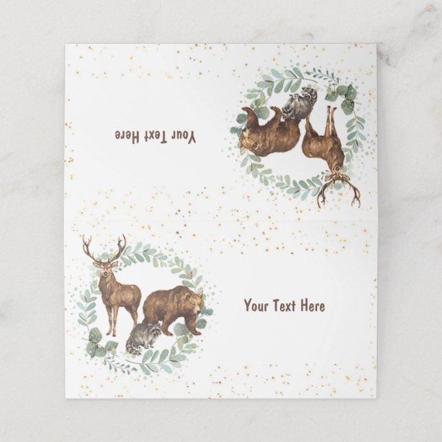 Woodland Animals Place Card Food Label (Outside Unfolded)