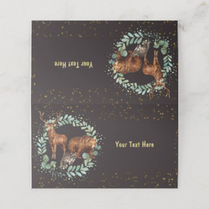 Woodland Animals Place Card Food Label Black