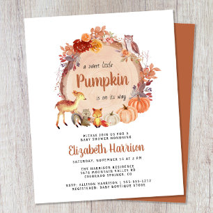 Woodland Animals Pumpkin Autumn Baby Shower Invite