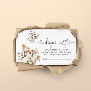 Woodland Animals Pumpkin Fall Baby Shower Diaper Enclosure Card