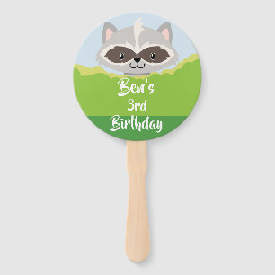Woodland Animals Racoon Hand Fan