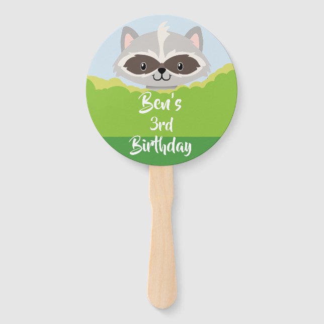 Woodland Animals Racoon Hand Fan (Front)