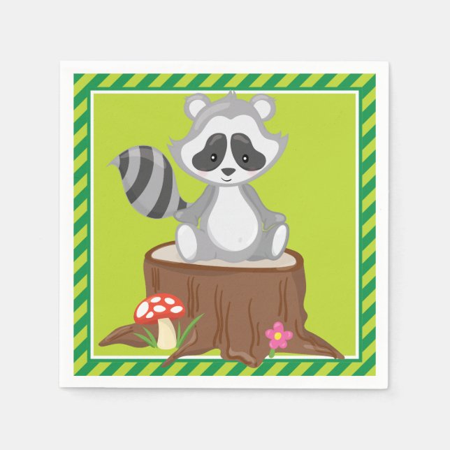 Woodland Animals | Racoon Napkin (Front)