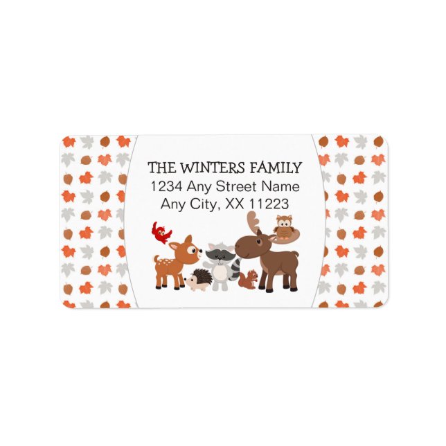 Woodland Animals return address / favour label (Front)