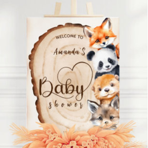 Woodland Animals Rustic Baby Shower Welcome Sign