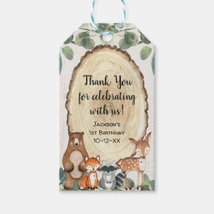 Woodland animals rustic birthday party gift tags