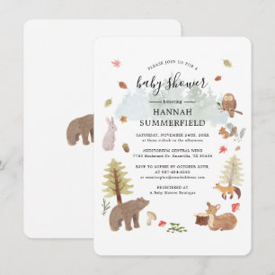 Woodland Animals Rustic Boys Baby Shower Invitation