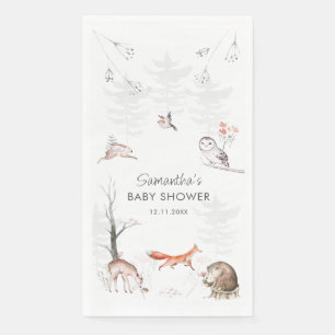 Woodland Animals Rustic Forest Baby Shower Napkin