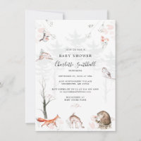 Woodland Animals Rustic Script Baby Shower