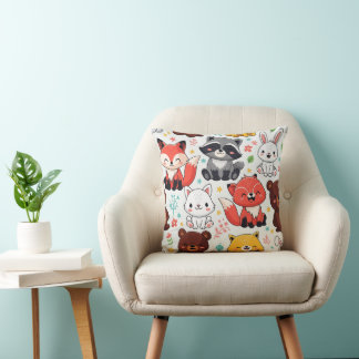 Woodland Animals Seamless  Cushion