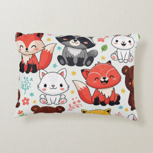 Woodland Animals Seamless Decorative Cushion