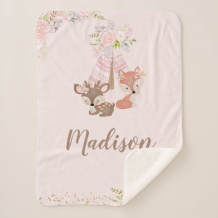 Woodland Animals Sherpa Blanket