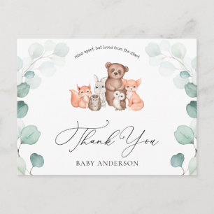 Woodland Animals Shower by Mail Thank You Postcard