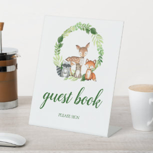 Woodland Animals Shower Guest Book Pedestal Sign