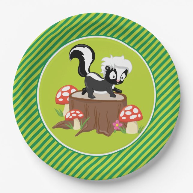 Woodland Animals | Skunk Paper Plate (Front)