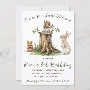 Woodland Animals, Small Gathering, Birthday Party Invitation