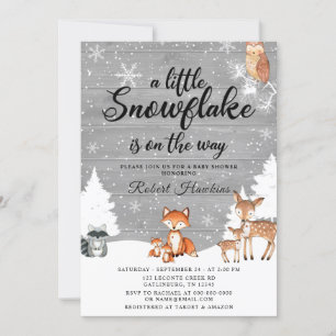 Woodland Animals  Snowflake Baby Shower Invitation